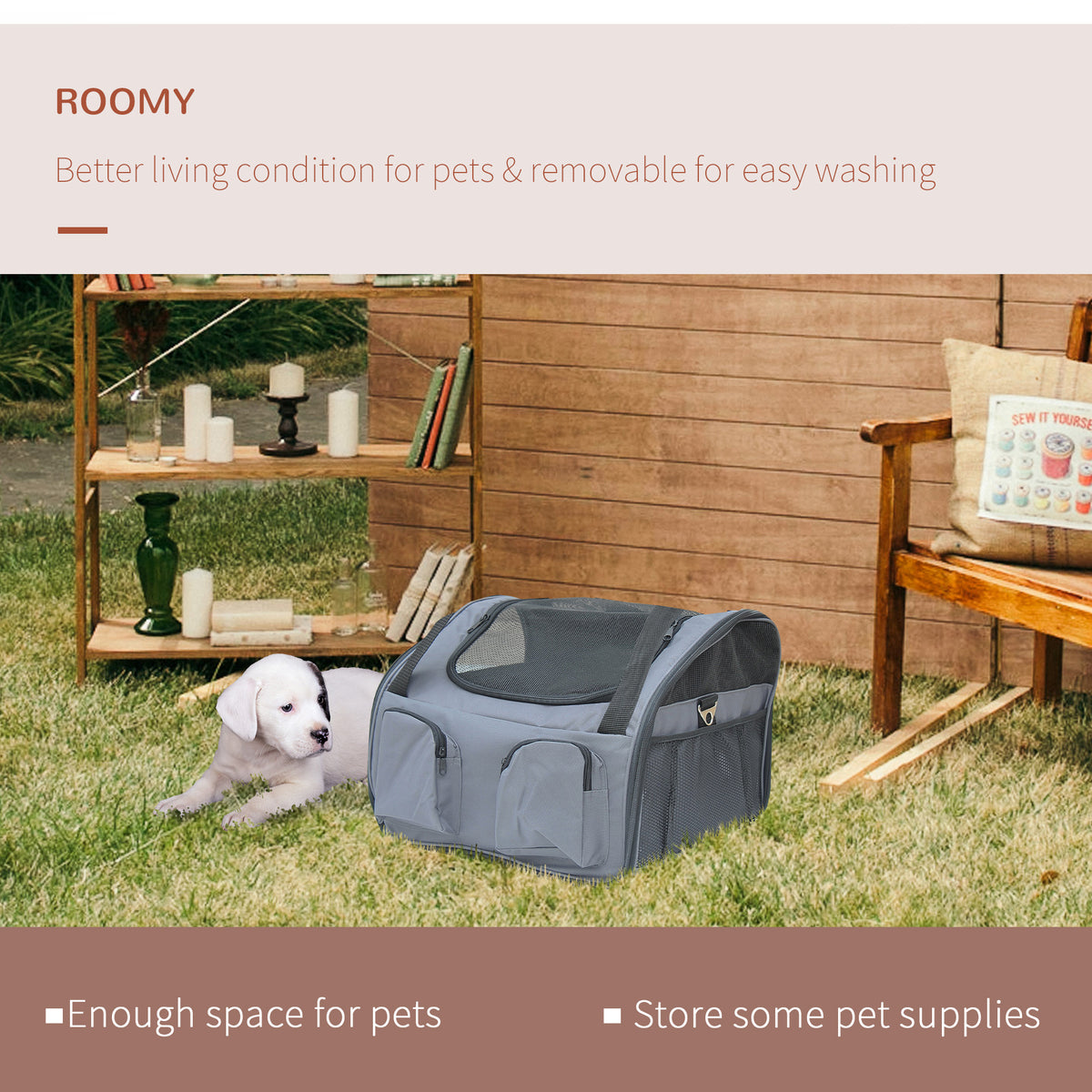 PawHut Soft Sided Pet Carrier Foldable Bag Car Seat Cat Dog Puppy Kennel Portable Travel Cage Tote Case Mesh Holder House Grey