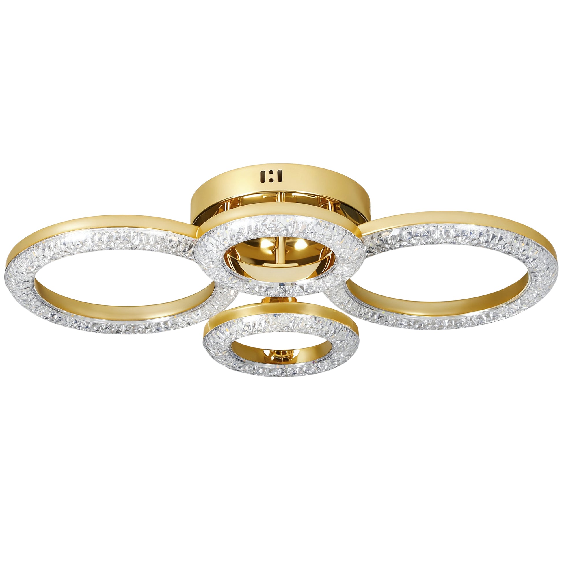 Photo of HOMCOM LED Ceiling Light, Modern Dimmable 4 Rings Ceiling Lamp with Wall Switch, 40W 4350lm Flush Mount Ceiling Light with 3500K/4500K/6000K Colour Temperatures for Living Room, Bedroom, Gold Tone in Tone colour on a white background