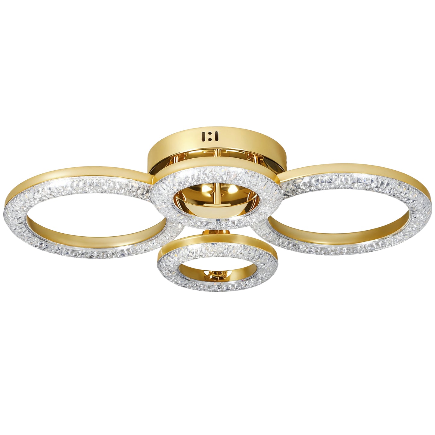 Photo of HOMCOM LED Ceiling Light, Modern Dimmable 4 Rings Ceiling Lamp with Wall Switch, 40W 4350lm Flush Mount Ceiling Light with 3500K/4500K/6000K Colour Temperatures for Living Room, Bedroom, Gold Tone in Tone colour on a white background