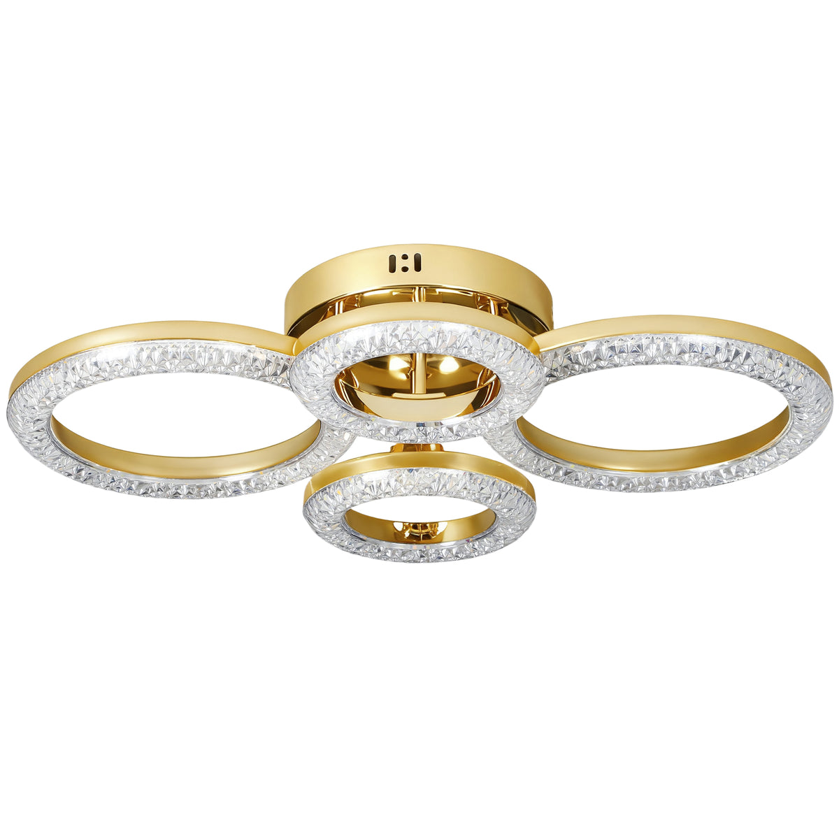 Photo of HOMCOM LED Ceiling Light, Modern Dimmable 4 Rings Ceiling Lamp with Wall Switch, 40W 4350lm Flush Mount Ceiling Light with 3500K/4500K/6000K Colour Temperatures for Living Room, Bedroom, Gold Tone in Tone colour on a white background