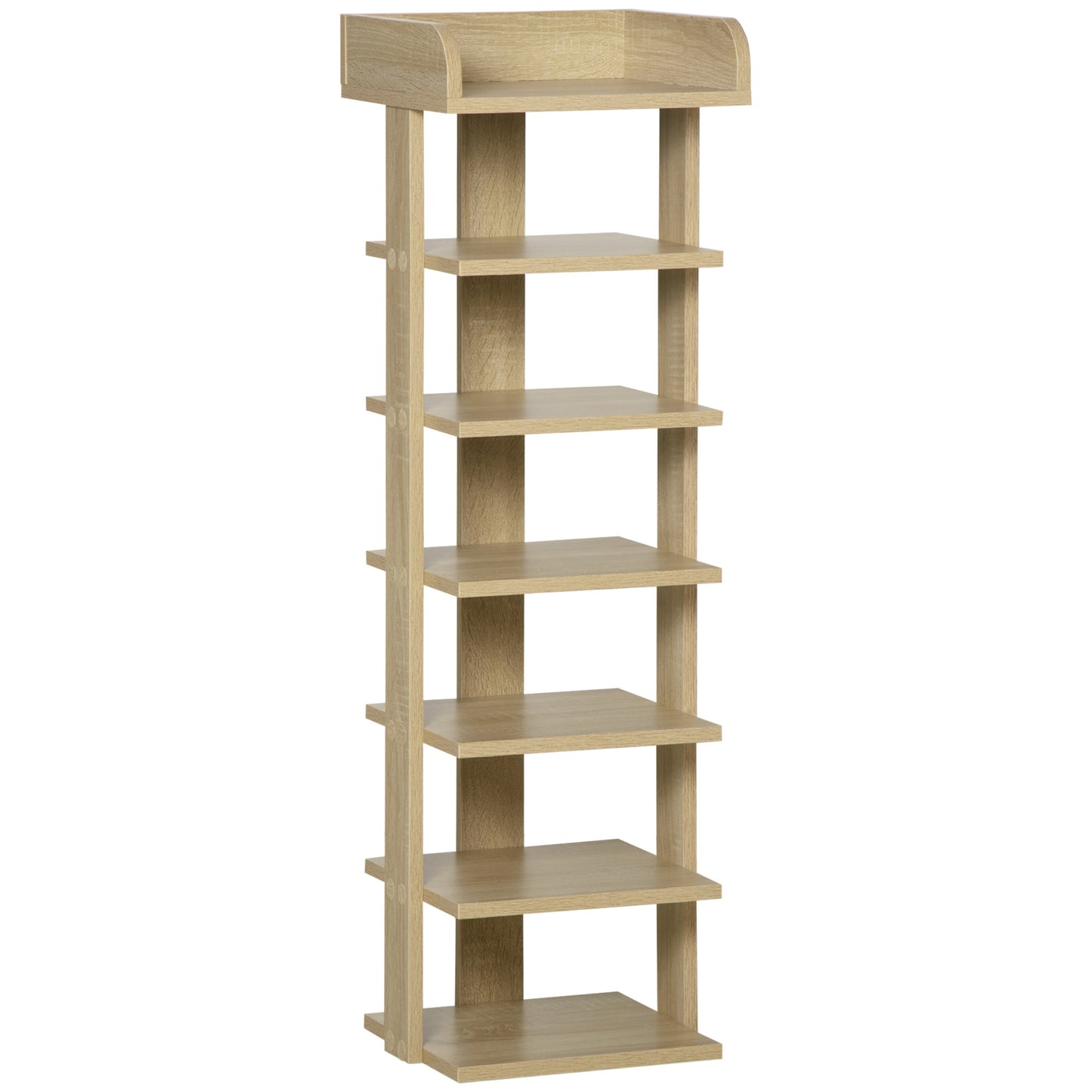 Photo of HOMCOM 7 Tier Shoe Rack Organizer Storage Shelf Wooden Display Cabinet for Entryway Living Room Bedroom Oak in Oak colour on a white background