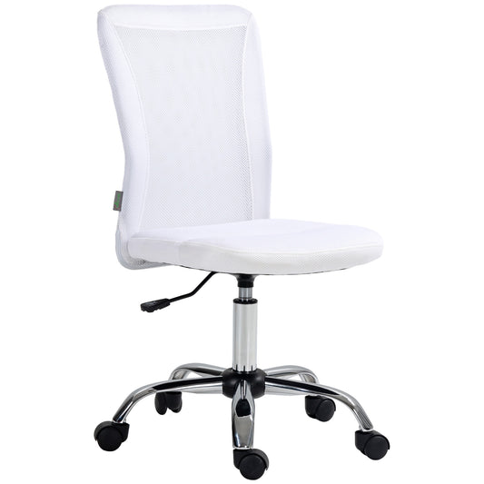 Photo of Vinsetto Computer Desk Chair, Mesh Office Chair with Adjustable Height and Swivel Wheels, Armless Study Chair, White in White colour on a white background