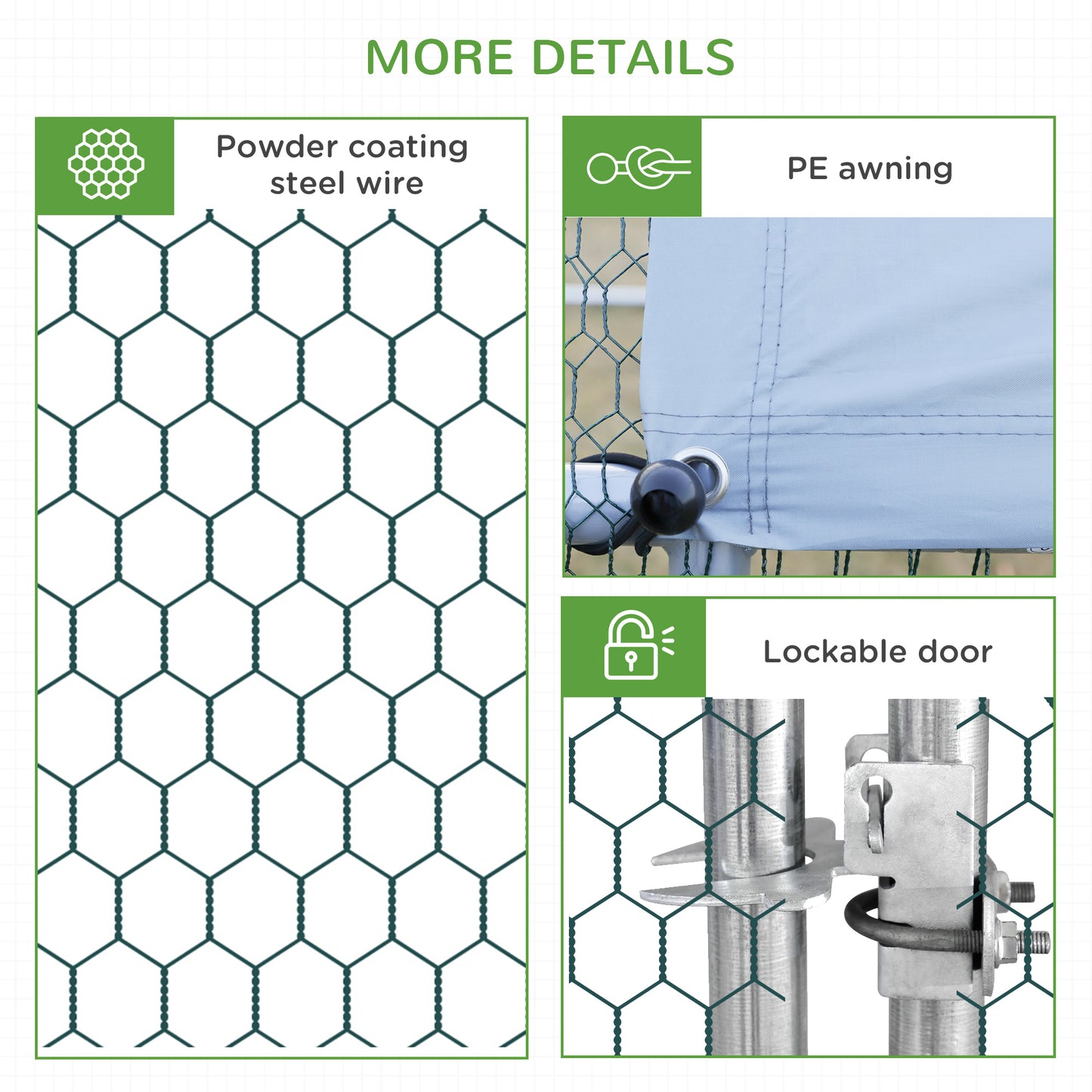 PawHut Chicken Walk-in Run, Galvanised Chicken Coop, Hen Poultry House Cage, Rabbit Hutch Pet Playpen Garden w/ Water-Resist Cover, 3 x 4 x 2m