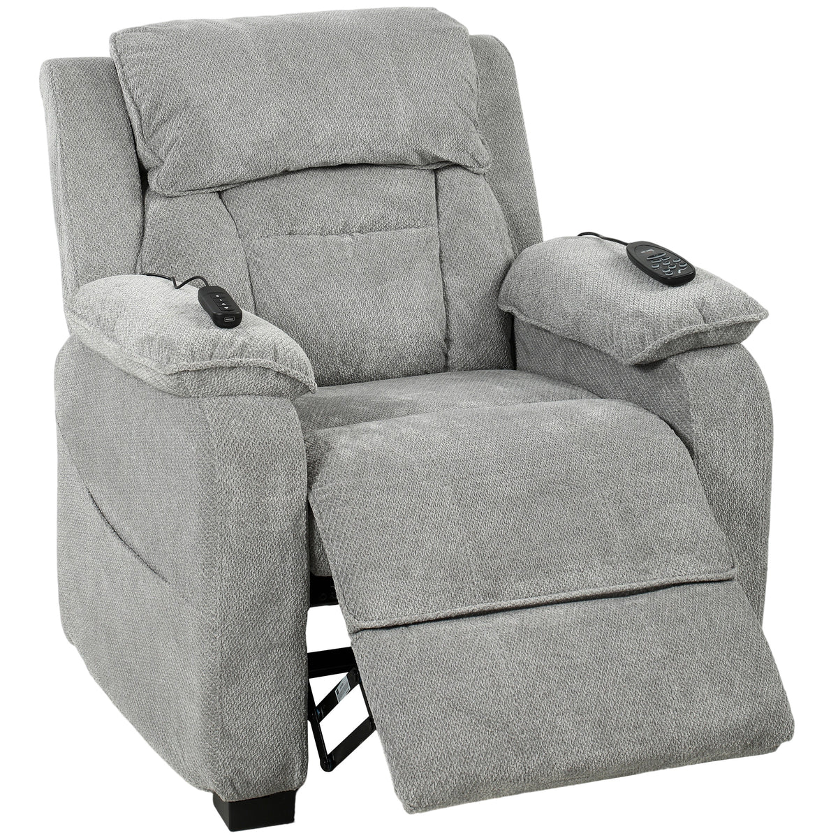 Photo of HOMCOM Power Recliner Armchair with Massage and Heat, Electric Reclining Chair with Wide Spring Seat, Light Grey in Grey colour on a white background