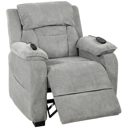 Photo of HOMCOM Power Recliner Armchair with Massage and Heat, Electric Reclining Chair with Wide Spring Seat, Light Grey in Grey colour on a white background
