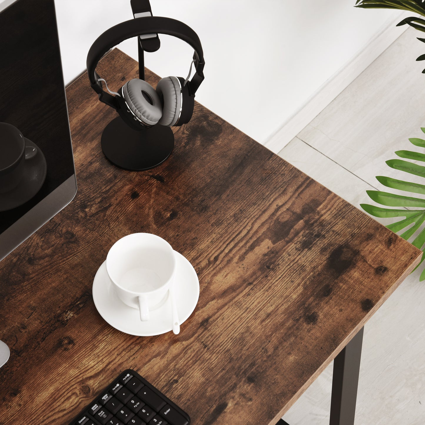 HOMCOM Industrial Writing Desk With Metal Legs, 115 x 58 x 74.5cm, Rustic Brown and Black