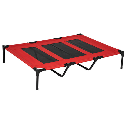 Photo of PawHut Raised Dog Bed Cooling Elevated Pet Cot with Breathable Mesh for Indoor Outdoor Use Red, XX Large, 122 x 92 x 23cm in 23cm colour on a white background