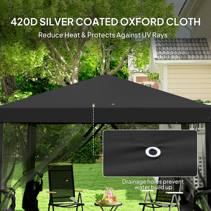 Outsunny gazebo with black 420D Oxford canopy and a drainage grommet