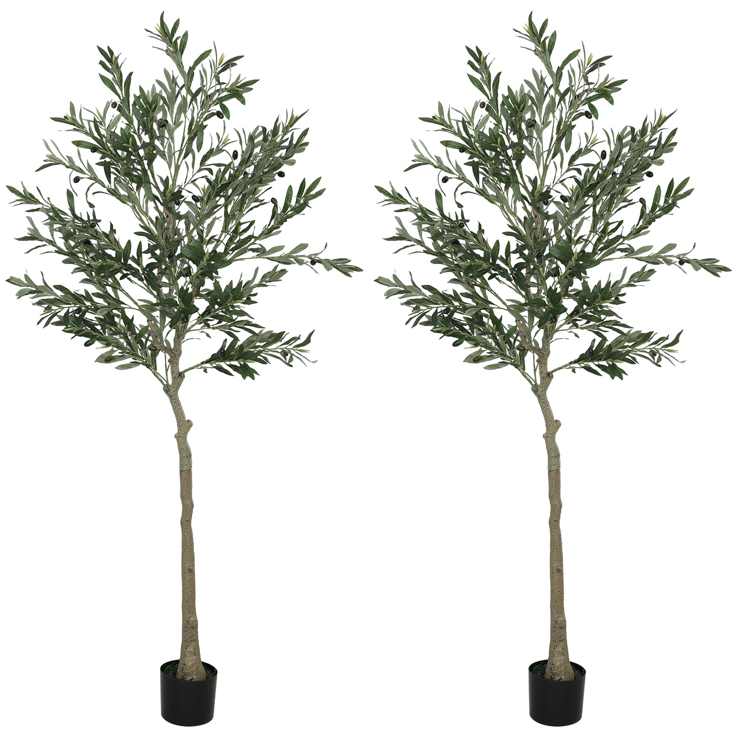 Photo of HOMCOM Set of Two Silk Leaf Artificial Olive Trees in Trees colour on a white background