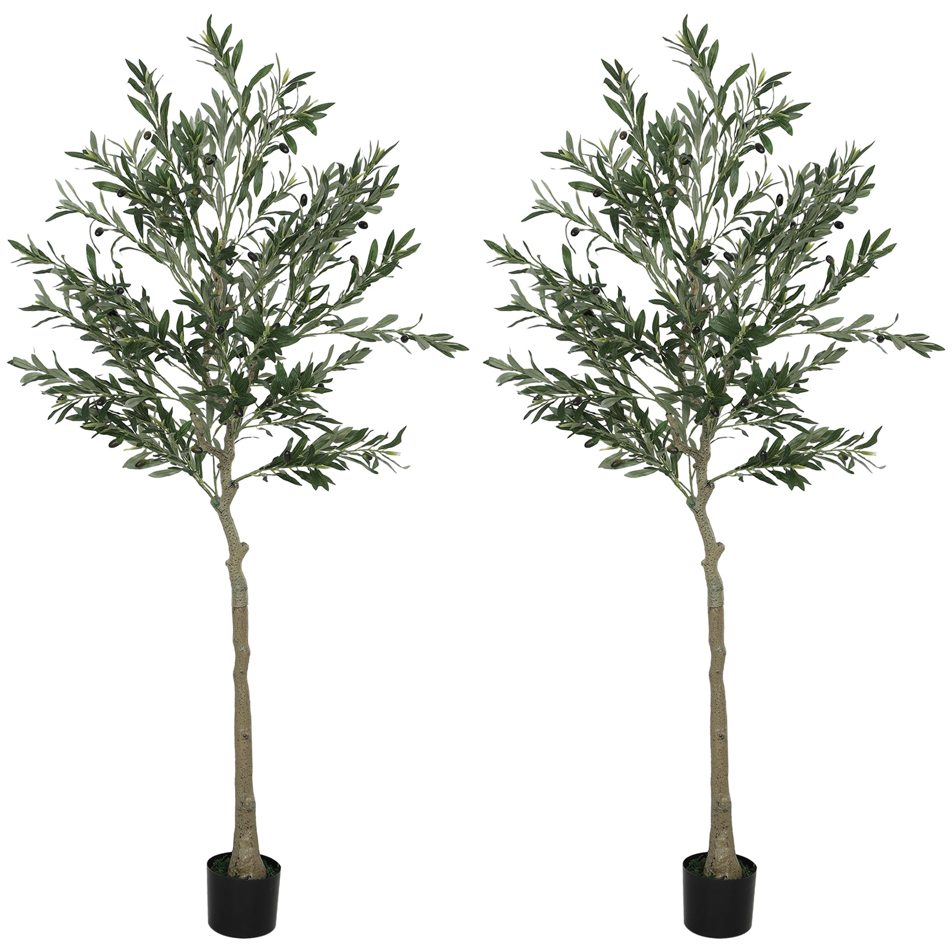 Photo of HOMCOM Set of Two Silk Leaf Artificial Olive Trees in Trees colour on a white background
