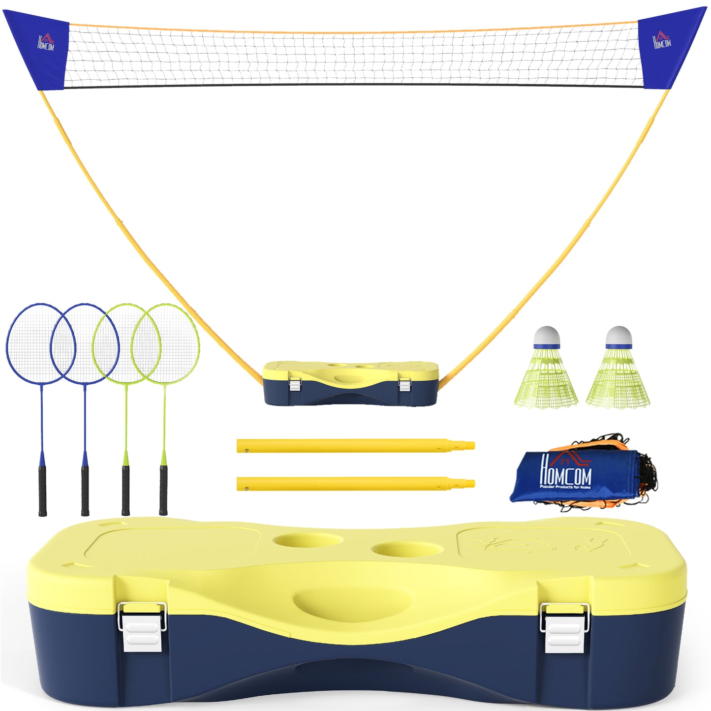 Photo of HOMCOM 2.8m Portable Folding Badminton Net Set with 4 Badminton Rackets and 2 Nylon Shuttlecocks for Adults Kids Indoor Outdoor in Outdoor colour on a white background