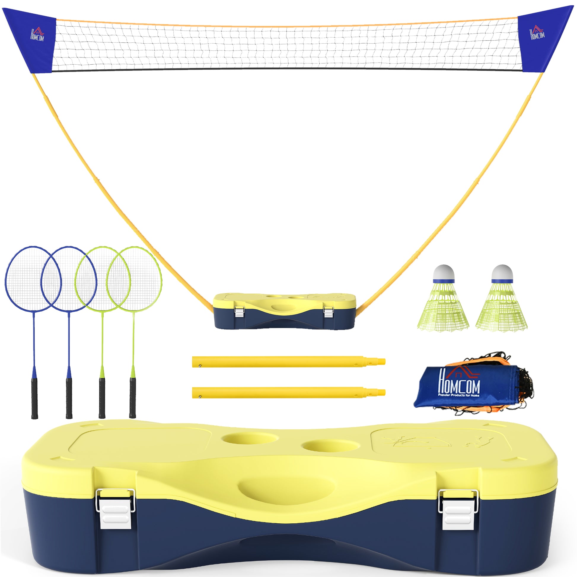 Photo of HOMCOM 2.8m Portable Folding Badminton Net Set with 4 Badminton Rackets and 2 Nylon Shuttlecocks for Adults Kids Indoor Outdoor in Outdoor colour on a white background