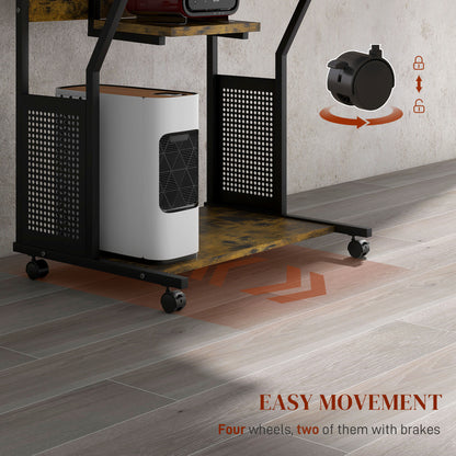 HOMCOM work desk bottom shelf and locking caster wheels