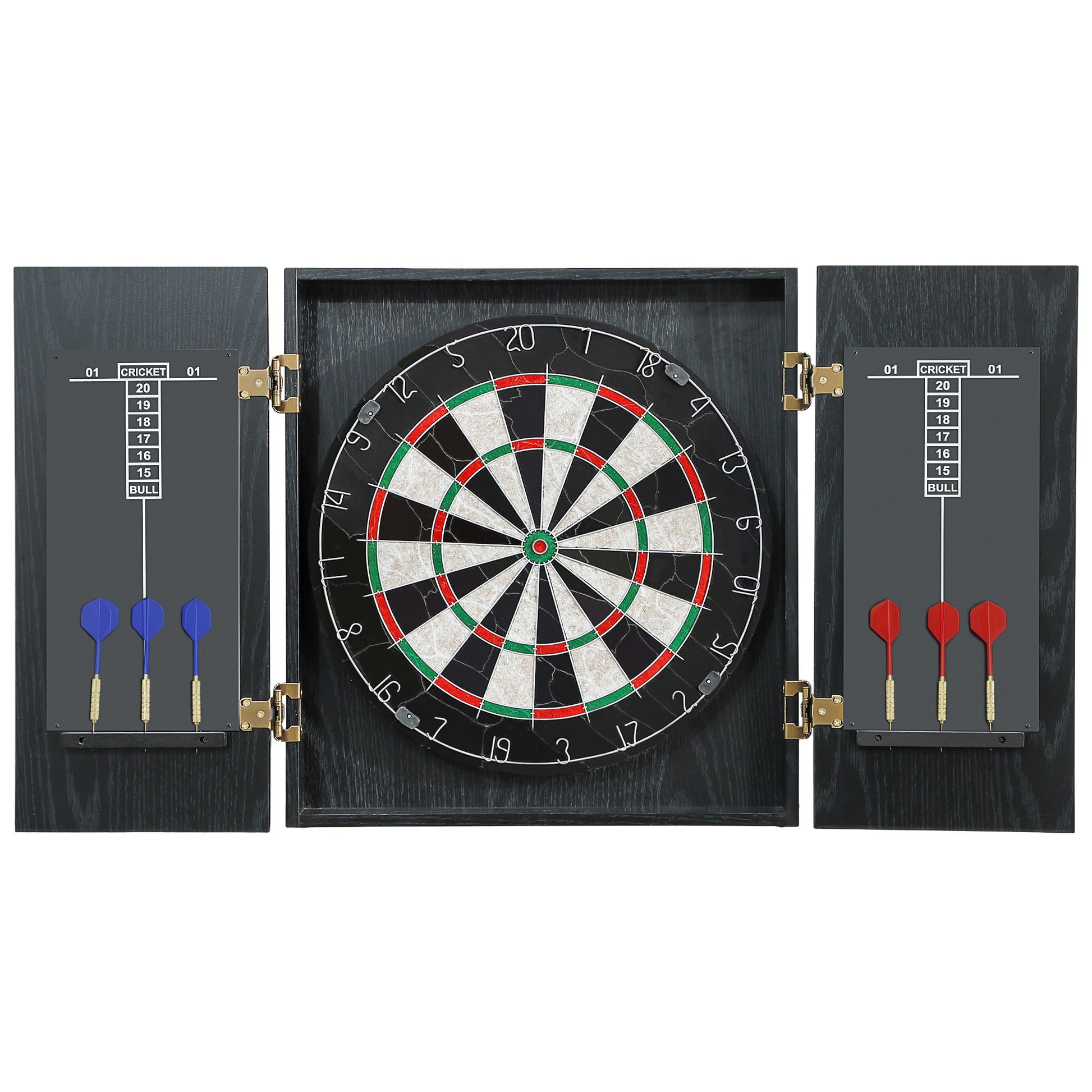 Photo of SPORTNOW Bristle Dartboard with Cabinet, 6 Steel Tip Darts, Cabinet in Cabinet colour on a white background