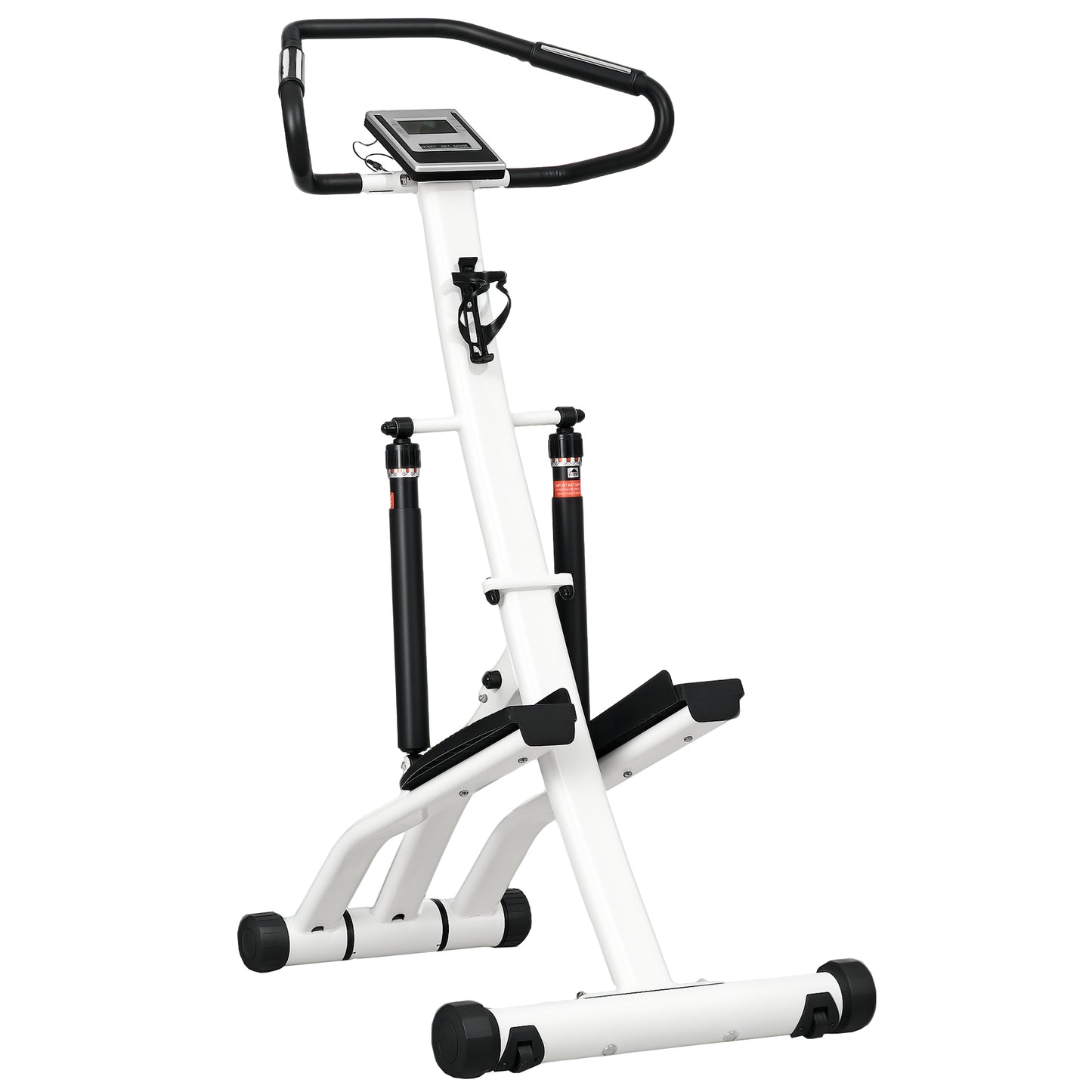 Photo of SPORTNOW Stepper Machine for Home, Foldable Stair Stepper with 12-Level Hydraulic Resistance, Stair Climber with LCD Monitor, Heart Rate Sensor and Drink Holder, White and Black in Black colour on a white background