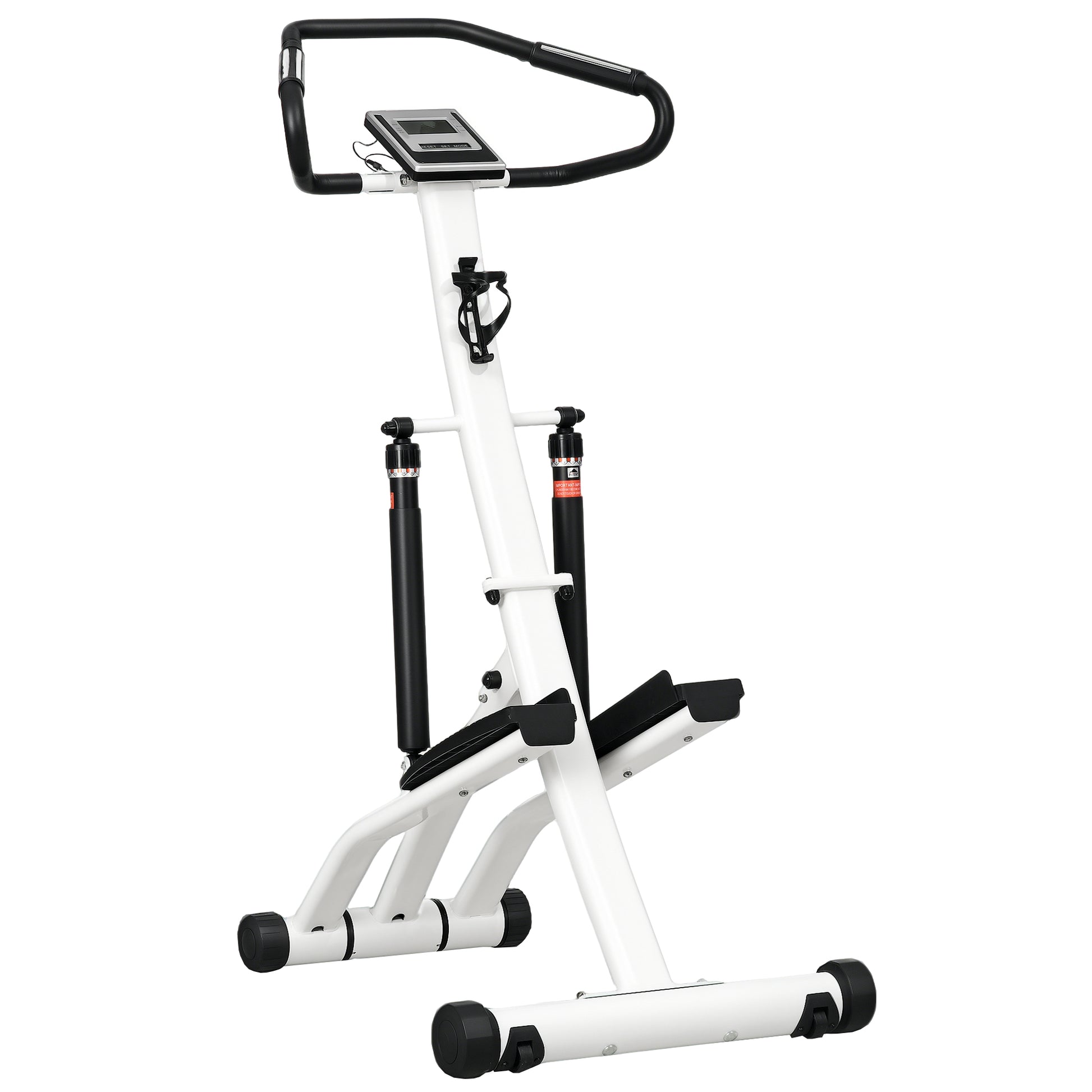 Photo of SPORTNOW Stepper Machine for Home, Foldable Stair Stepper with 12-Level Hydraulic Resistance, Stair Climber with LCD Monitor, Heart Rate Sensor and Drink Holder, White and Black in Black colour on a white background