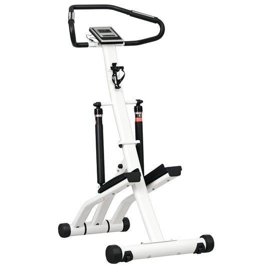 Photo of SPORTNOW Stepper Machine for Home, Foldable Stair Stepper with 12-Level Hydraulic Resistance, Stair Climber with LCD Monitor, Heart Rate Sensor and Drink Holder, White and Black in Black colour on a white background