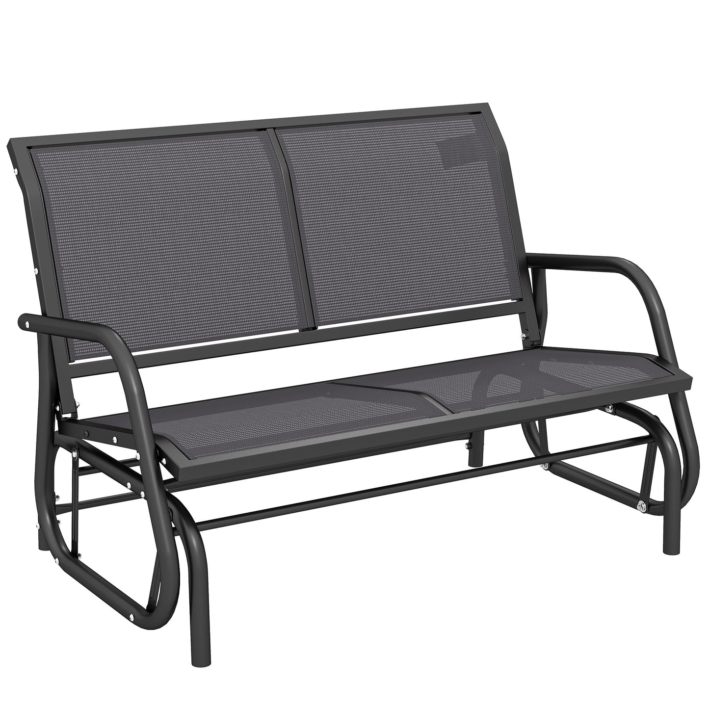 Photo of Outsunny 2-Person Outdoor Glider Bench Patio Double Swing Gliding Chair Loveseat w/Power Coated Steel Frame for Garden Patio Porch, Grey in Grey colour on a white background