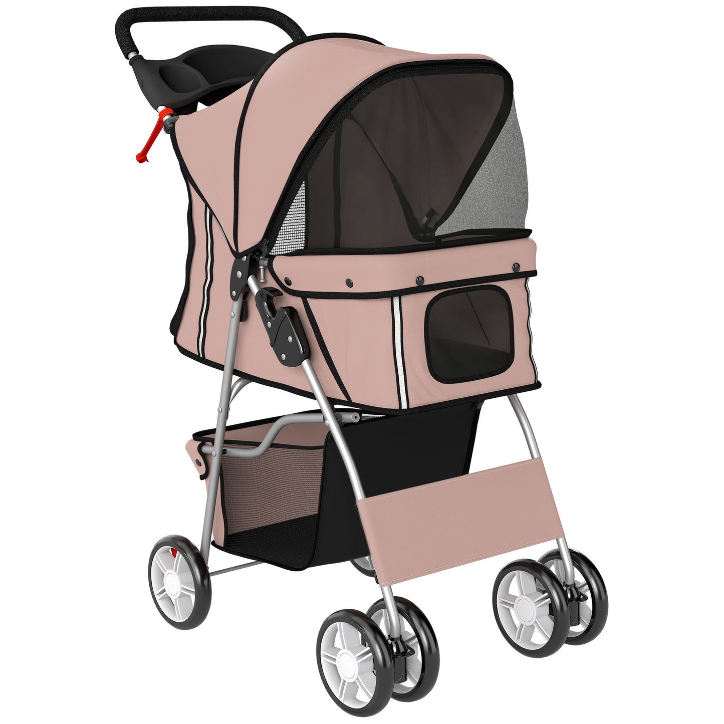 Photo of PawHut Dog Pram, Pet Stroller with Reflective Strips, Foldable Cat Stroller with 360° Swivel Wheels, Brown in Brown colour on a white background