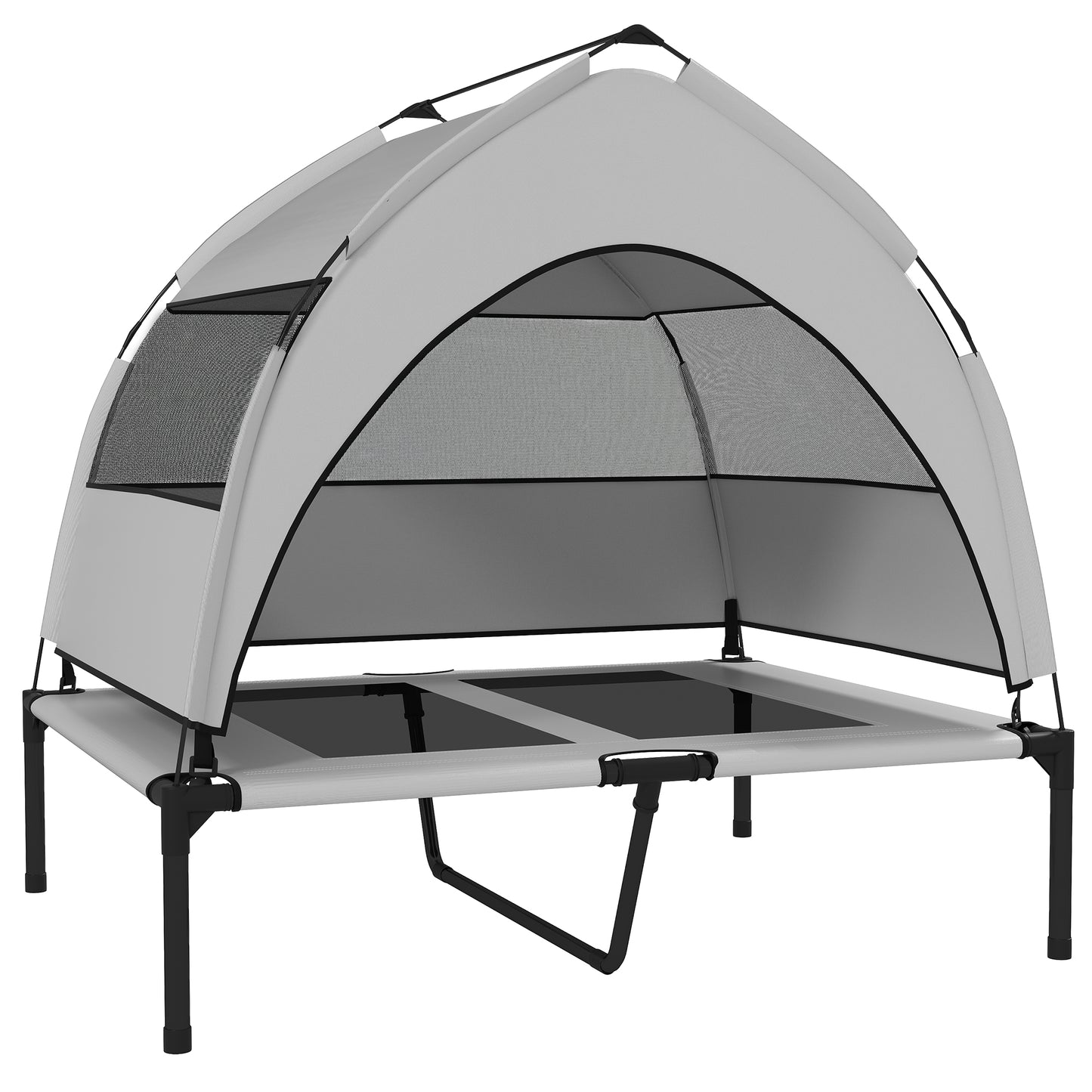 Photo of PawHut Portable Elevated Dog Bed with Removable Canopy, Cooling Raised Pet Cot for Medium Large Dogs, 92 x 75 x 85 cm in cm colour on a white background