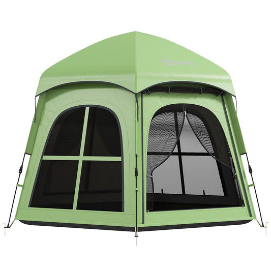 Photo of Outsunny Pop Up Tent 3000mm Waterproof Instant Camping Tent 3-4 Person with 2 Doors 4 Windows Green in Green colour on a white background