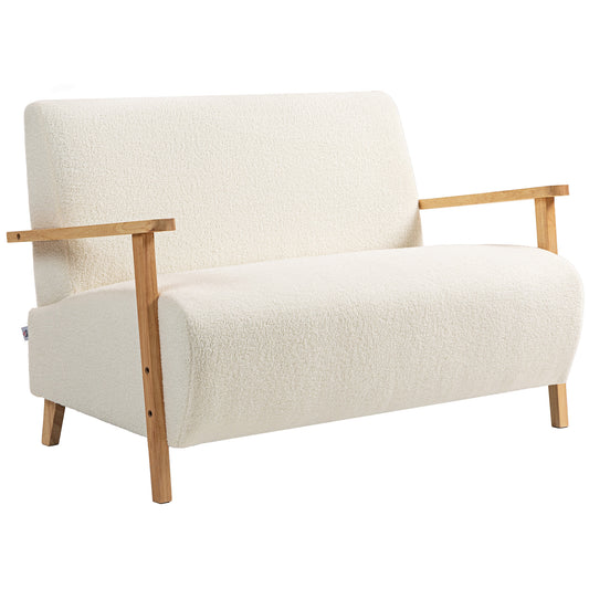 Photo of HOMCOM Small Sherpa Fabric 2 Seater Sofa Settee - Cream White in White colour on a white background