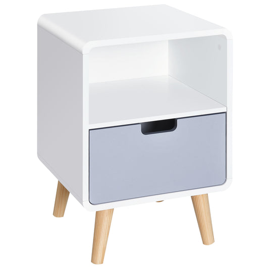 Photo of HOMCOM Wooden Bedside Table End Nightstand With Drawer Wood Lamp Desk Storage Unit Bedroom Scandinavian Nordic Style in Style colour on a white background