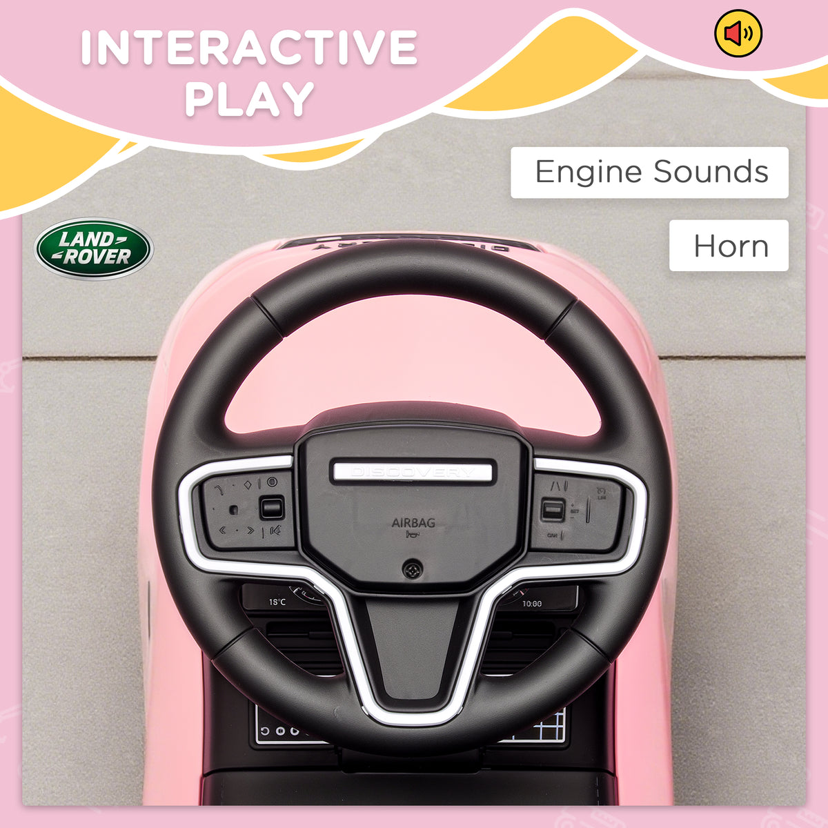 AIYAPLAY Land Rover Licensed Toddler Ride on Car with Horn, Engine Sounds, Under-Seat Storage, for 18-36 Months, Pink
