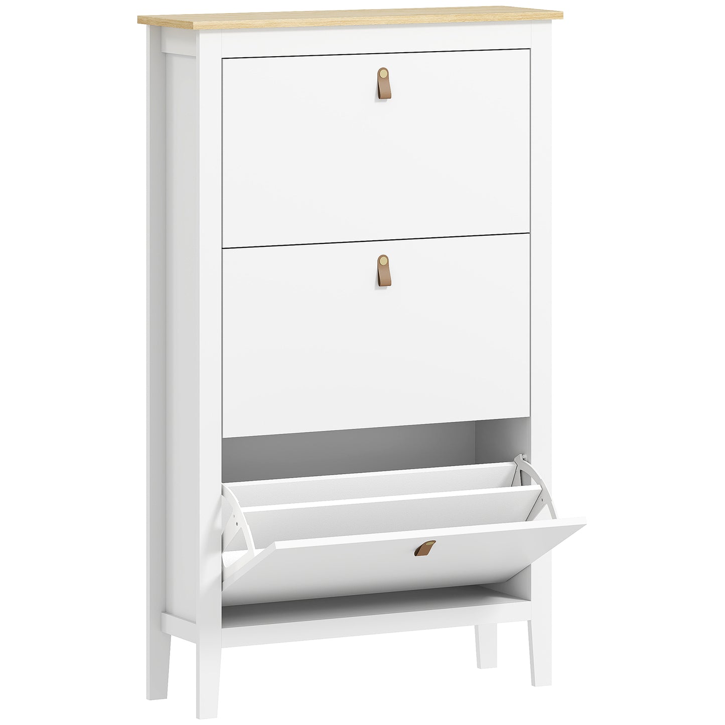 Photo of HOMCOM Modern Three-Drawer Shoe Cabinet - White in White colour on a white background