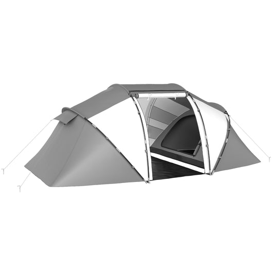 Photo of Outsunny 4-6 Man UV Protection Camping Tent - Charcoal Grey and White in White colour on a white background
