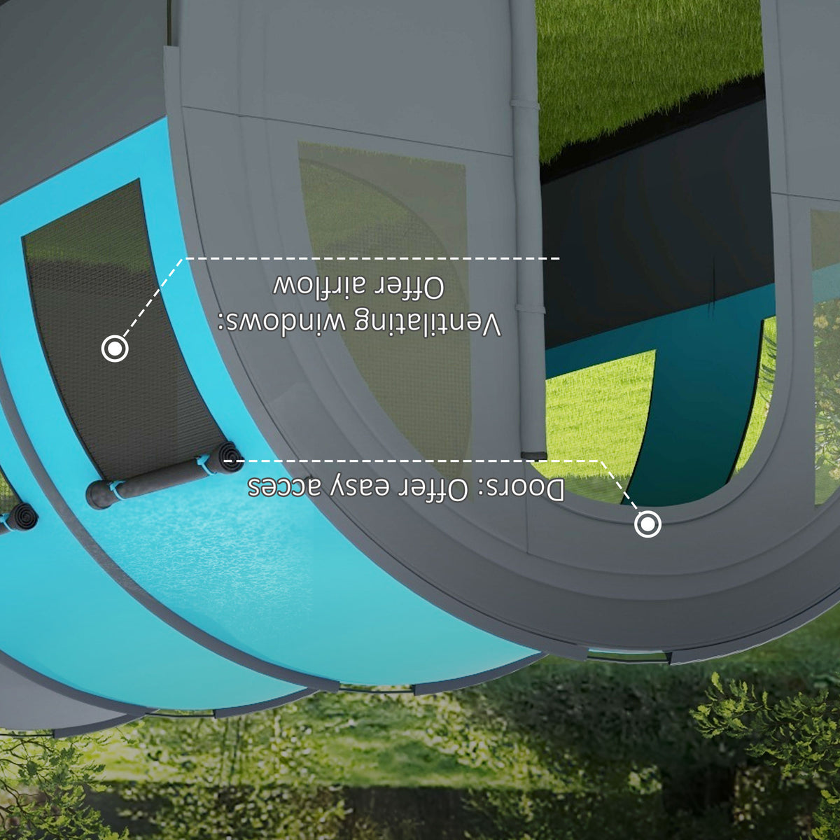 Outsunny Three Man Duo Room Tunnel Tent, with Accessories - Grey/Blue