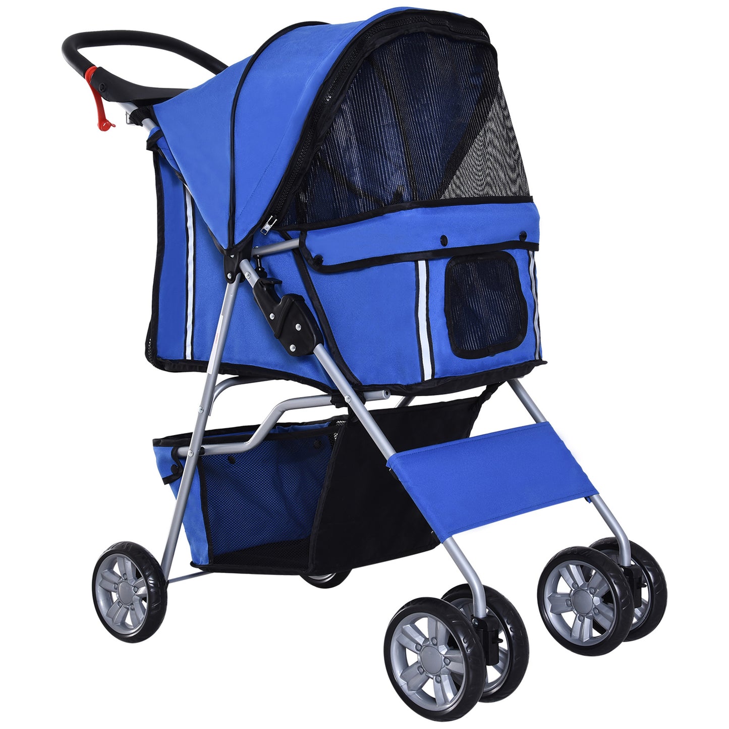 Photo of PawHut Pet Stroller for Small Miniature Dogs Cats Foldable Travel Carriage with Wheels Zipper Entry Cup Holder Storage Basket Blue in Blue colour on a white background