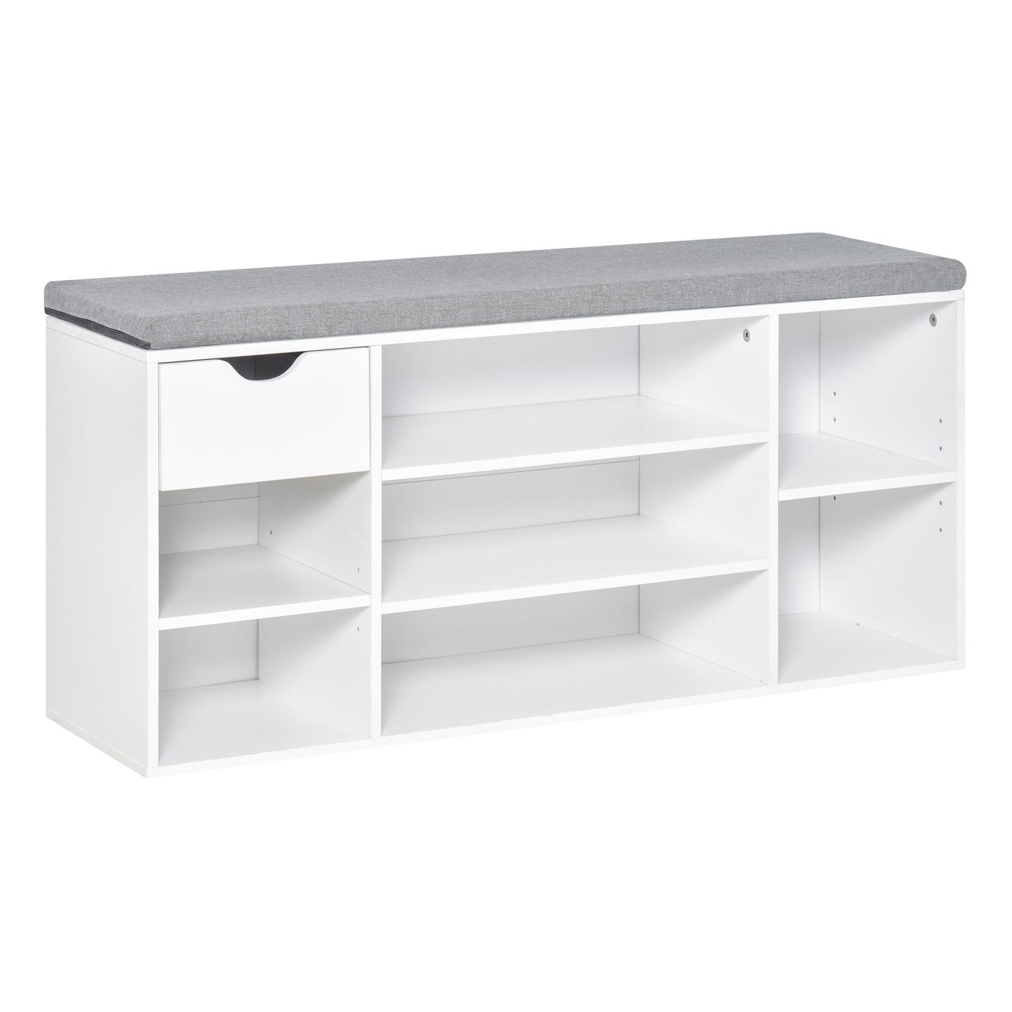Photo of HOMCOM Shoe Storage Bench with Cushion - White in White colour on a white background