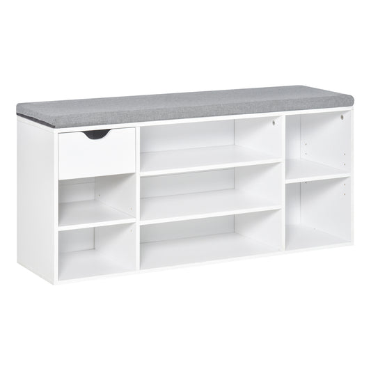 Photo of HOMCOM Shoe Storage Bench with Cushion - White in White colour on a white background