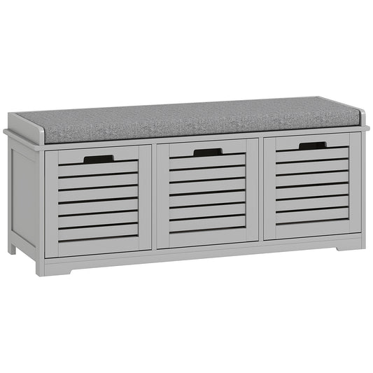 Photo of HOMCOM 3-Drawer Shoe Storage Bench - Grey in Grey colour on a white background