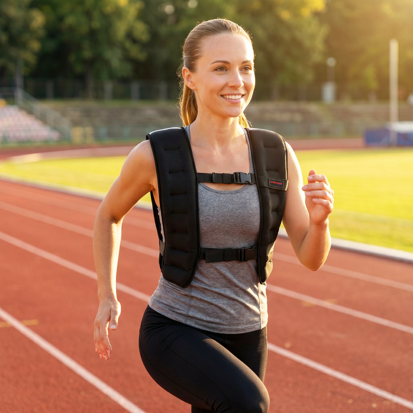 SPORTNOW Weighted Vest, 10 kg Weight Vest with Adjustable Straps, Reflective Strips, Black