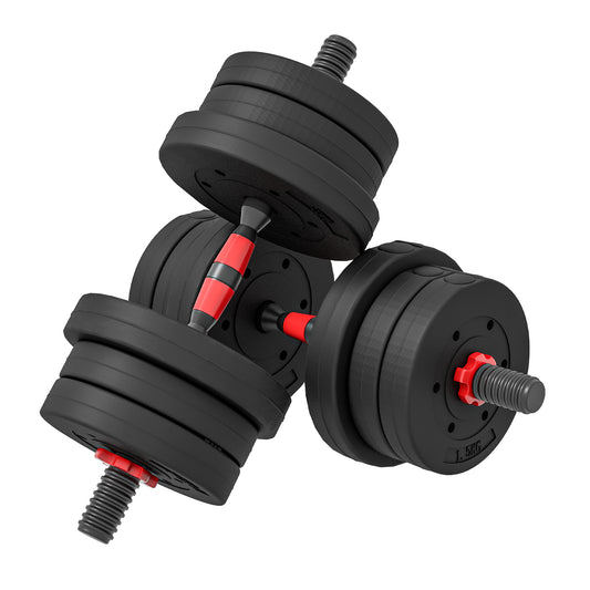 Photo of HOMCOM 20kg 2 IN 1 Adjustable Dumbbells Weight Set, Dumbbell Hand Weight Barbell for Body Fitness, Lifting Training for Home, Office, Gym, Black in Black colour on a white background