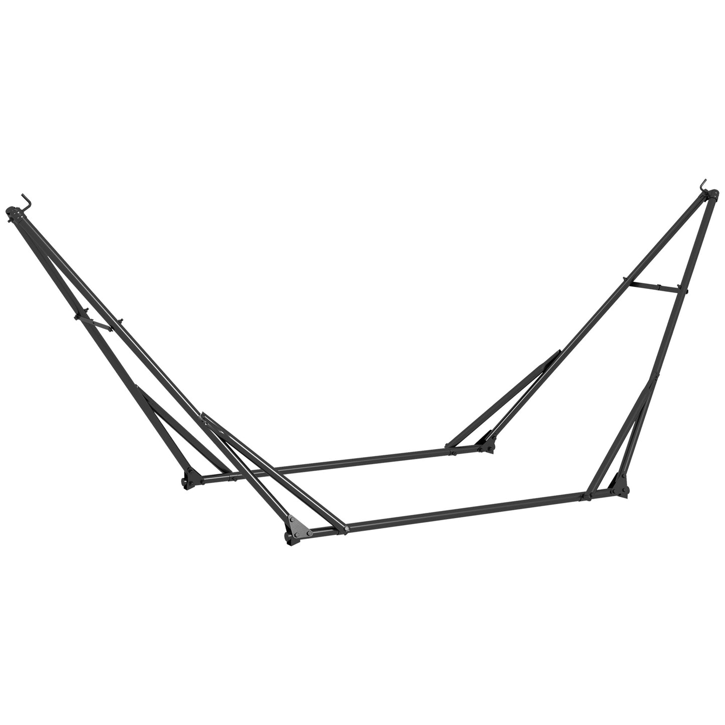 Photo of Outsunny Foldable Hammock Stand, Portable Hammock with Metal Frame, 2 in 1 Hammock Net Stand, Hammock Chair Stand with Carry Bag, Load Capacity 120kg, for Patio, Garden, Yard, Black in Black colour on a white background