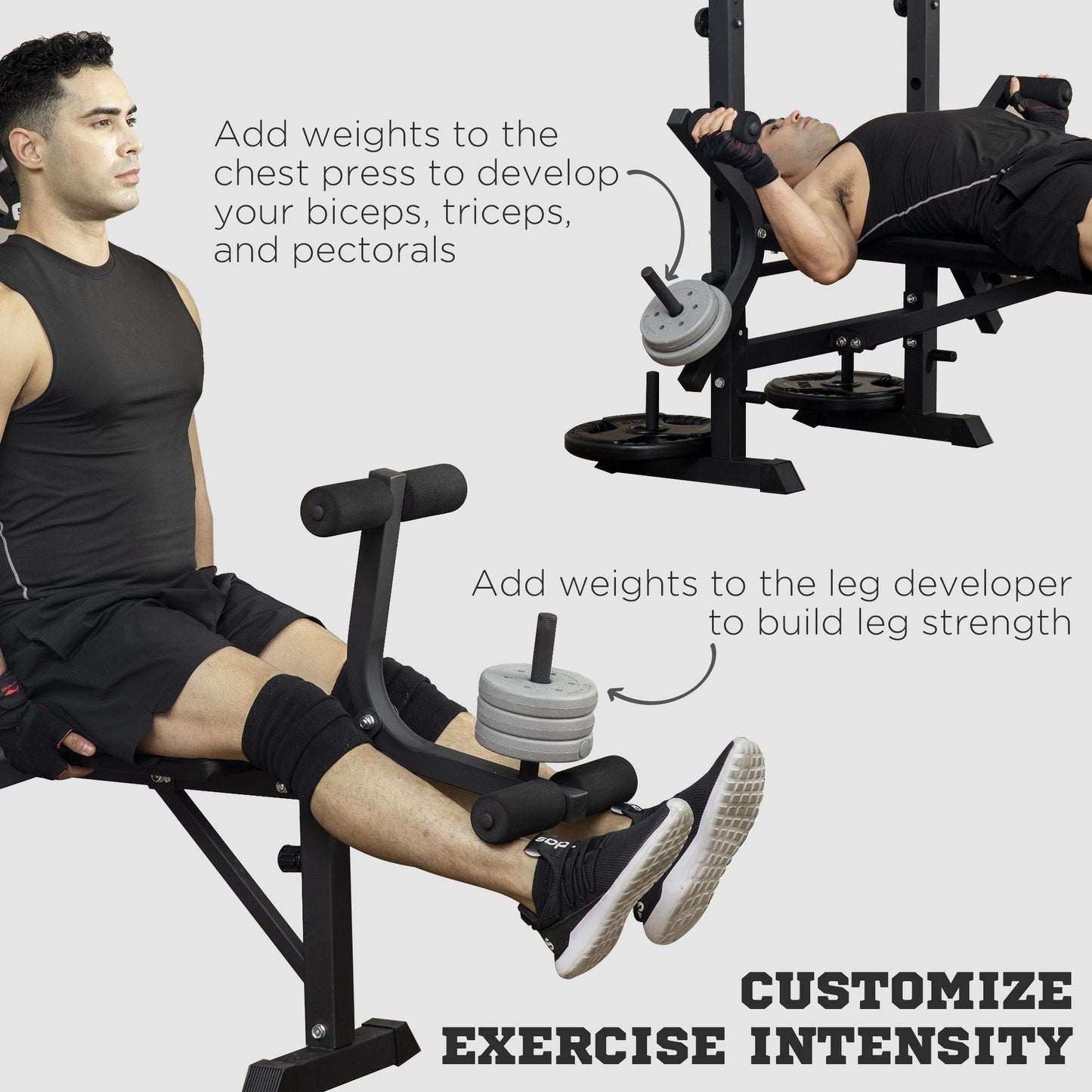 HOMCOM Adjustable Weight Bench with Pulley System, Incline Bench Press Set with Squat Rack, Leg Developer, Butterfly and Weight Storage, for Home Gym Full Body Workout