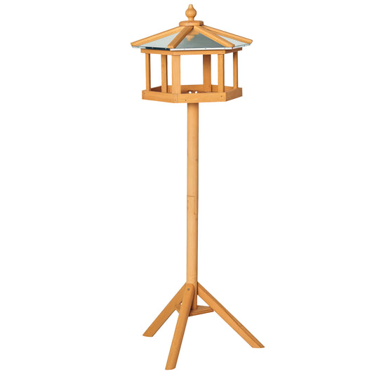 Photo of PawHut Wooden Bird Table Free Standing Feeder Garden Sheltered Feeding Station Parrot Stand Birdhouse Φ40x113cm in Φ40x113cm colour on a white background