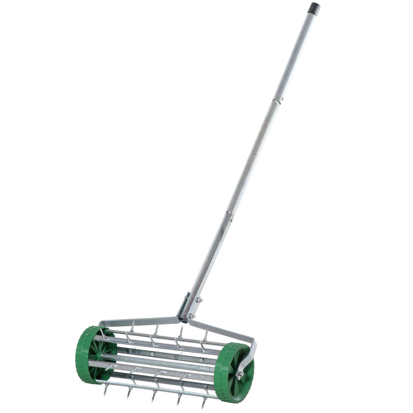 Photo of Outsunny Garden Rolling Lawn Aerator Heavy Duty Steel Grass Roller w/ Adjustable Handle in Handle colour on a white background