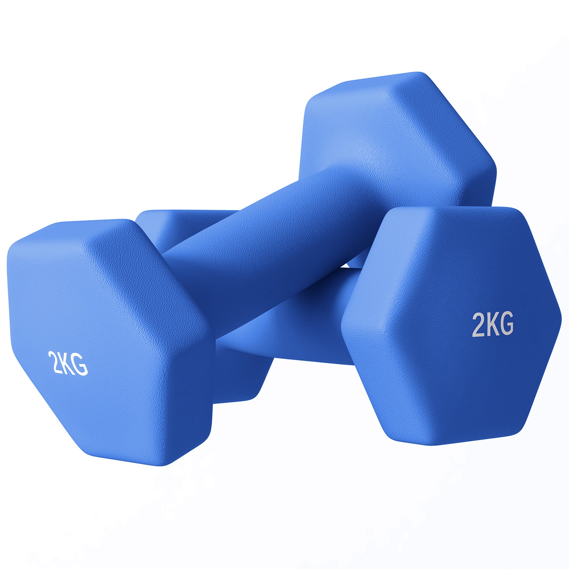 Photo of SPORTNOW 2 x 2kg Hexagonal Dumbbells Weights Set with Non-Slip Grip for Home Gym Workout, Blue in Blue colour on a white background