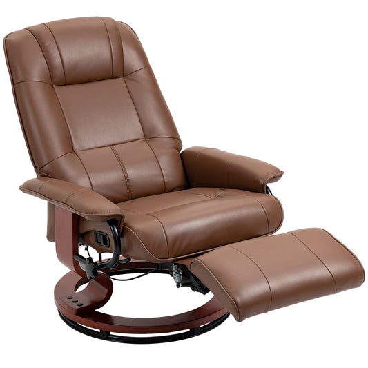 Photo of HOMCOM Faux Leather Armchair, with 145° Reclining Back and Footrest - Brown in Brown colour on a white background