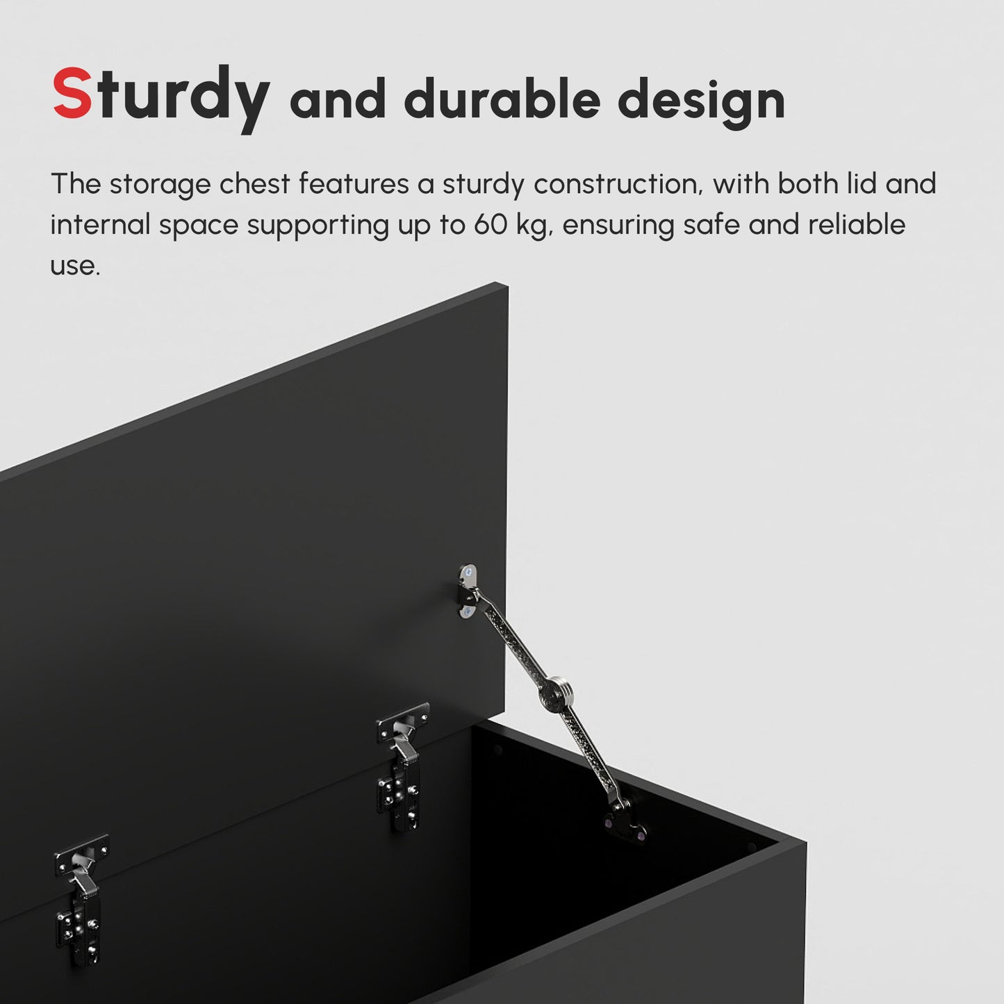 HOMCOM 113L Storage Chest, Storage Box with Flip-Top Lid and 2 Safety Hinges, Storage Trunk for Living Room, Entryway, 100 x 40 x 40 cm, Black