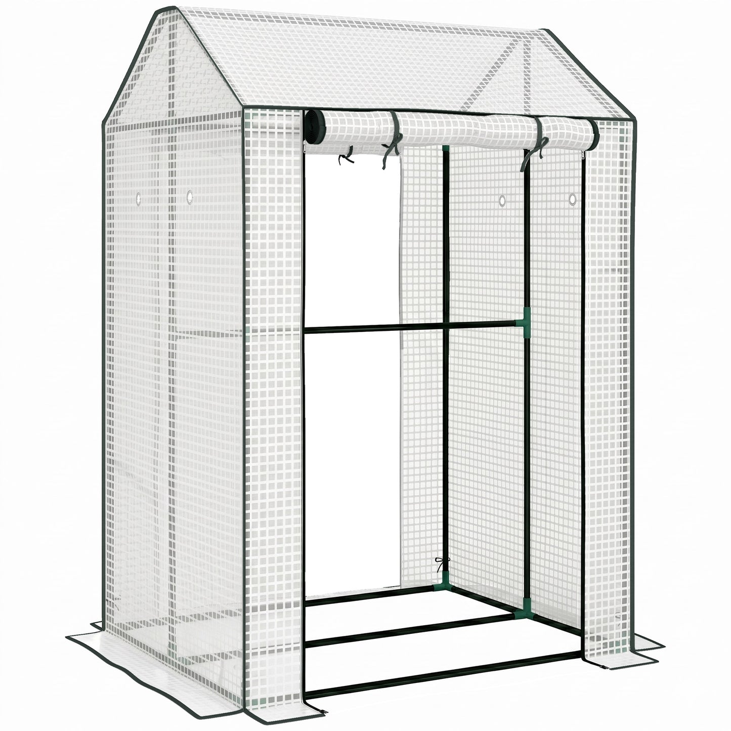 Photo of Outsunny Green House, Mini Greenhouse with 2 Roll-up Doors, Vent Holes and Reinforced Cover, 100 x 80 x 150cm in 150cm colour on a white background
