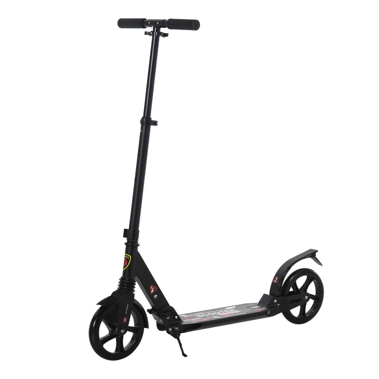 Photo of HOMCOM Folding Kick Scooter, Adjustable Ride On Scooter with 200mm Big Wheels and Double Shock Absorption, Urban Scooter for 14+ Teens Adult, Black in Black colour on a white background