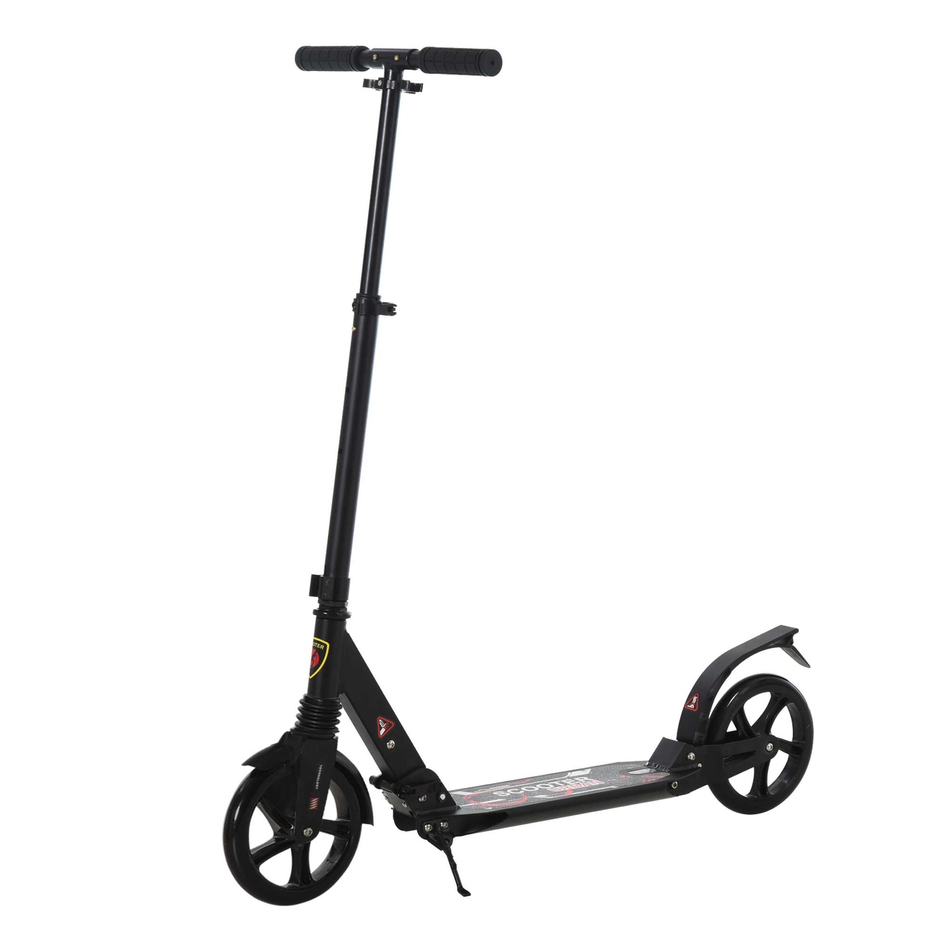 Photo of HOMCOM Folding Kick Scooter, Adjustable Ride On Scooter with 200mm Big Wheels and Double Shock Absorption, Urban Scooter for 14+ Teens Adult, Black in Black colour on a white background