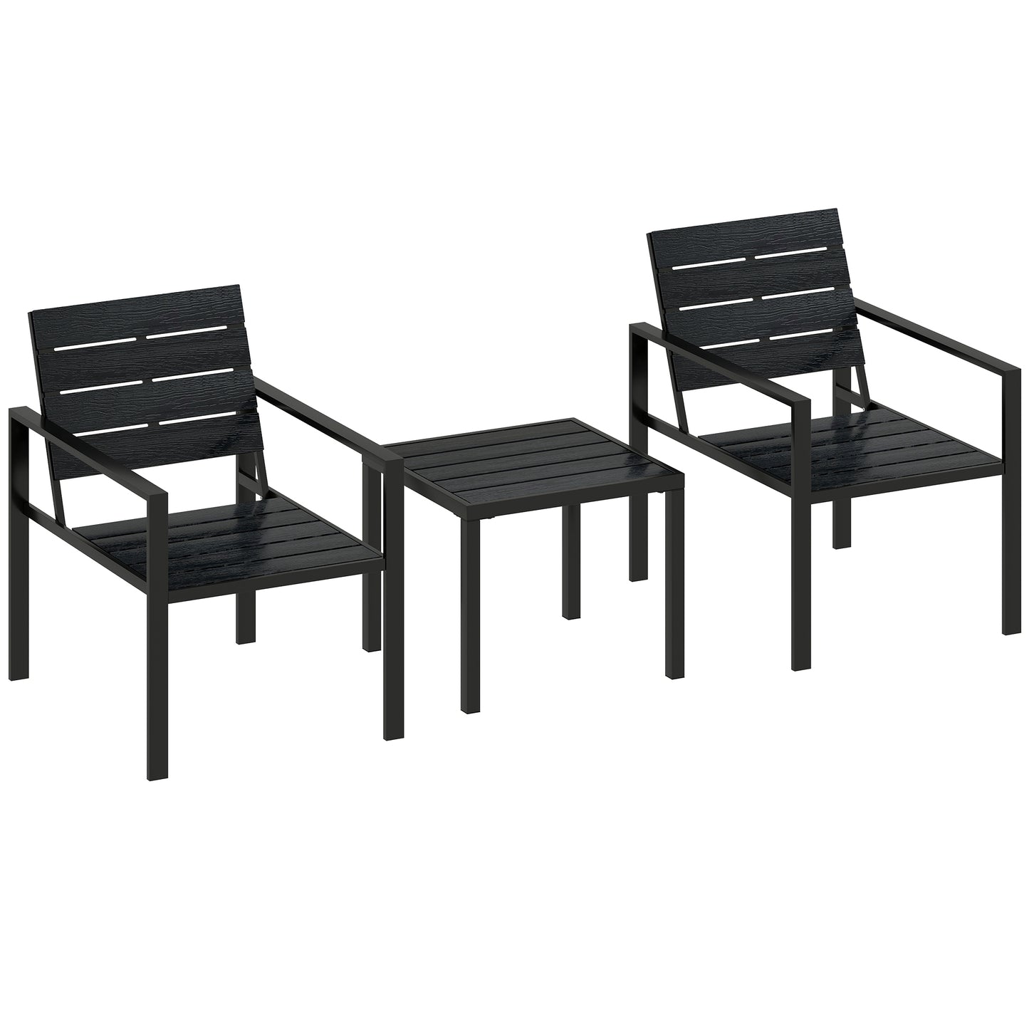 Photo of Outsunny 3 Pieces Garden Bistro Set for 2, Outdoor Bistro Table and Chairs with Metal Frame, Plastic Patio Furniture Set in Set colour on a white background