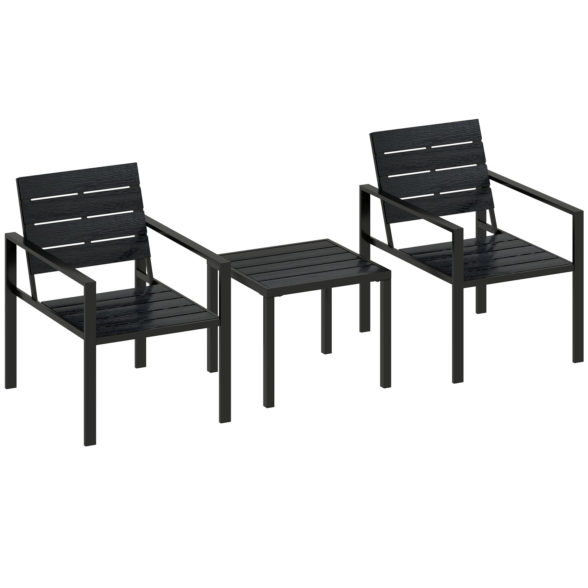 Photo of Outsunny 3 Pieces Garden Bistro Set for 2, Outdoor Bistro Table and Chairs with Metal Frame, Plastic Patio Furniture Set in Set colour on a white background
