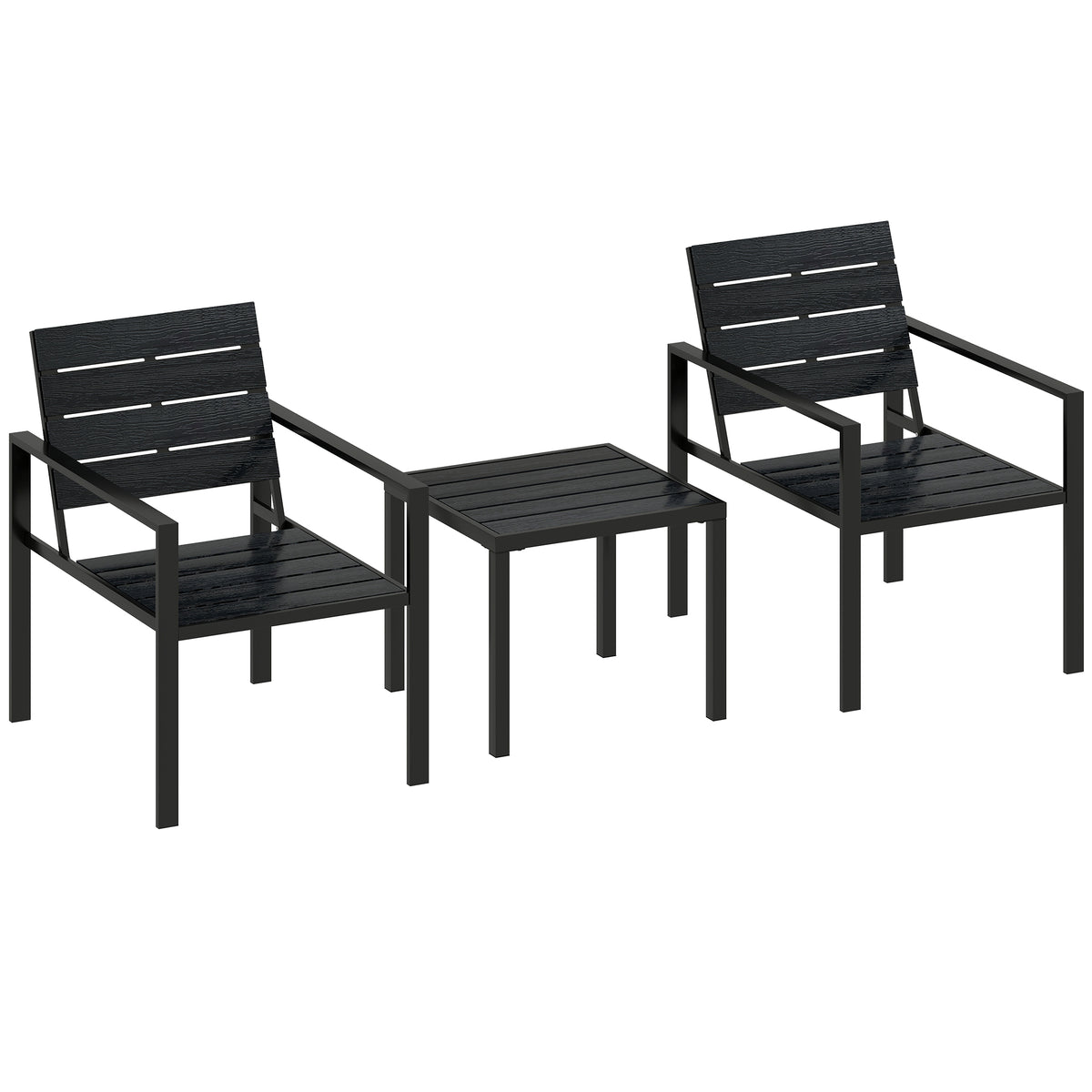 Photo of Outsunny 3 Pieces Garden Bistro Set for 2, Outdoor Bistro Table and Chairs with Metal Frame, Plastic Patio Furniture Set in Set colour on a white background